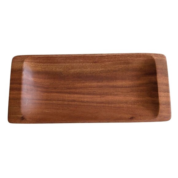 Other - Handcrafted Wooden Trinket Dish - Made In Philippines - Rectangular Design - 8"